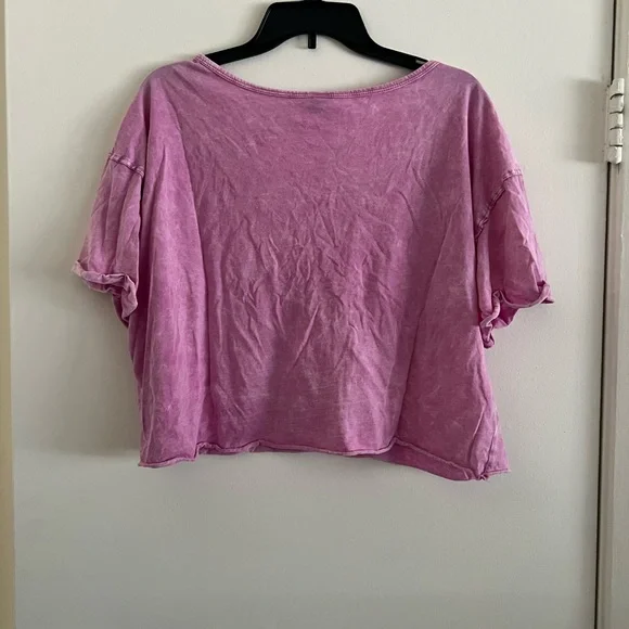 Pink Button Down Crop Top - Picture 3 of 4